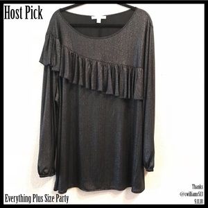 Sejour Ruffle Blouse Metallic Black/Grey Nordstrom